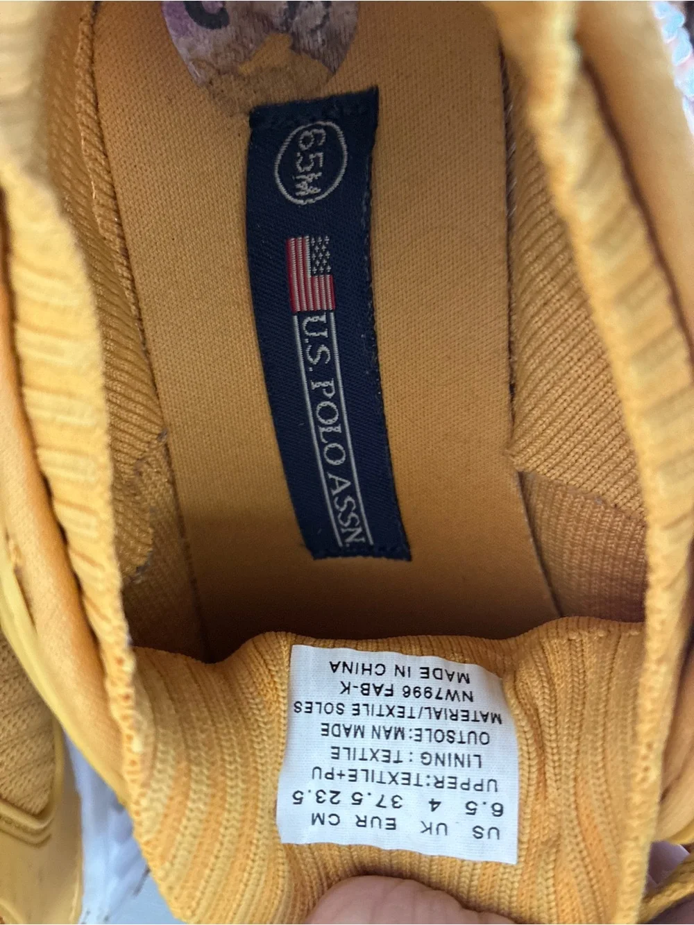 U.S. Polo Assn. Mustard Yellow Knit Slip-On Sneakers